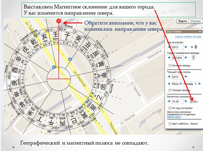Магнитное склонение на карте